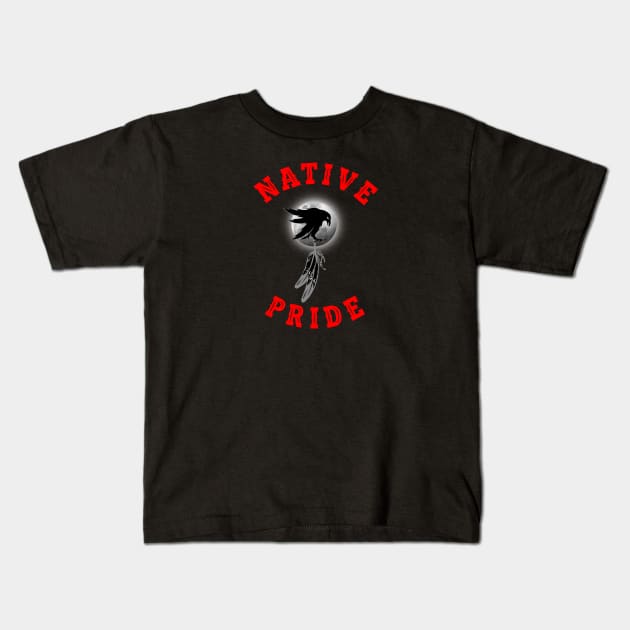 NATIVE PRIDE 16 (RAVEN) Kids T-Shirt by GardenOfNightmares